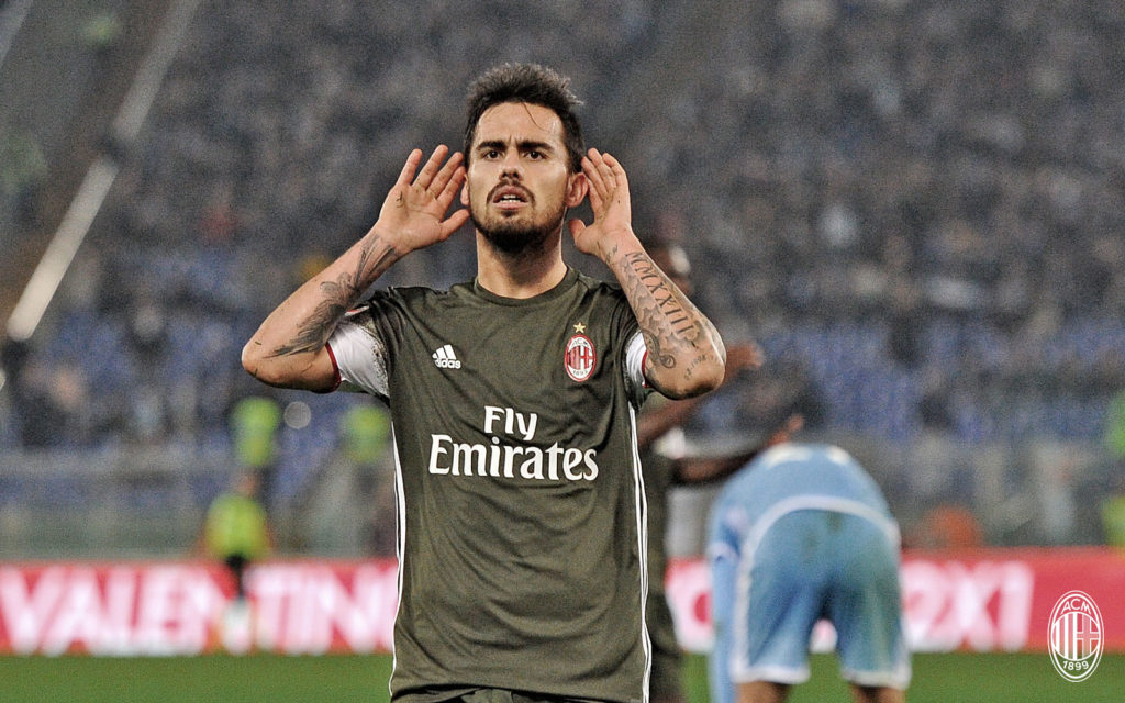 Suso esulta dopo il gol in Lazio-Milan