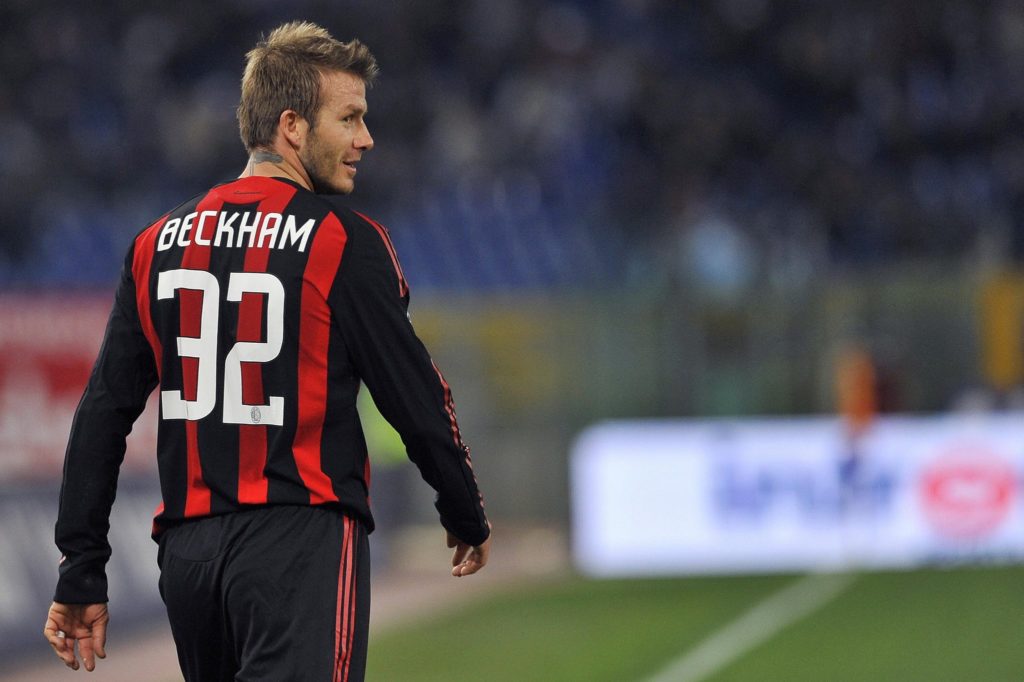 David Beckham con la maglia del Milan