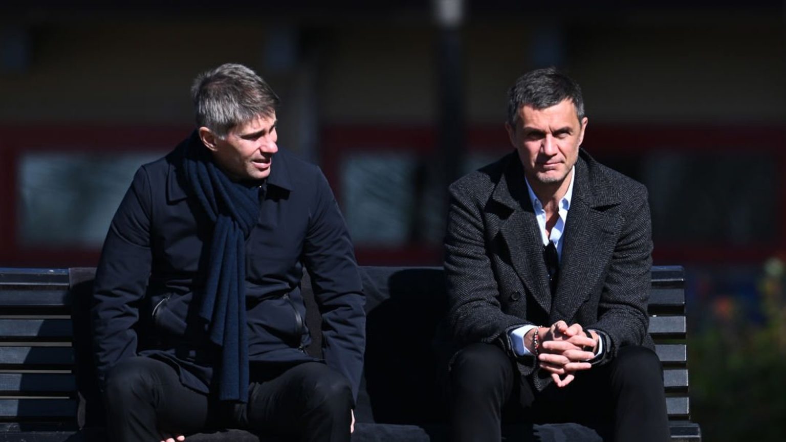 Frederic Massara e Paolo Maldini a Milanello