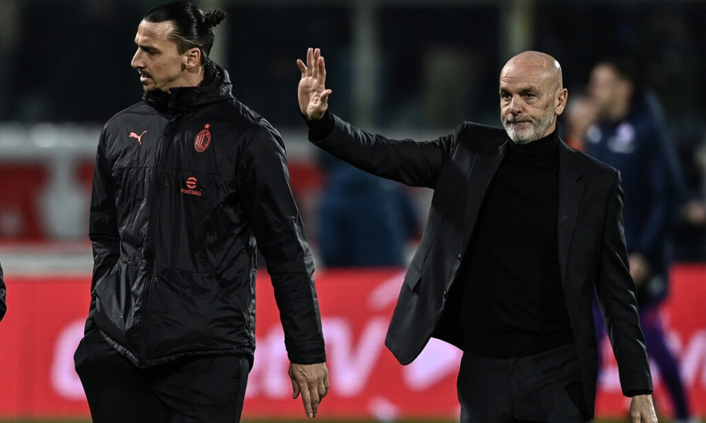 Fiorentina-Milan, Zlatan Ibrahimovic e Stefano Pioli. (Credit: Image Photo Agency)