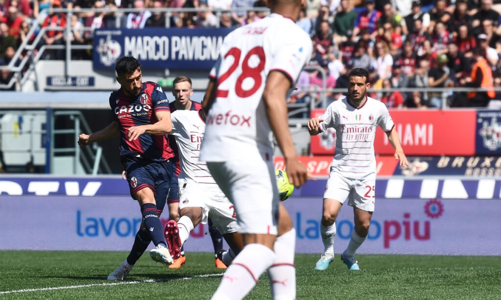 Florenzi in azione durante Bologna-Milan. (Credit: Image Photo Agency)