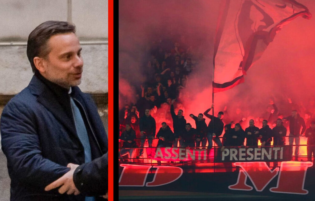 Giorgio Furlani e i tifosi della Curva Sud del Milan.