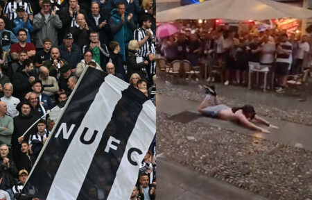 I tifosi del Newcastle scivolano sui Navigli