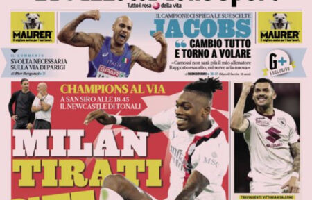 Prima pagina Gazzetta 19 settembre 2023