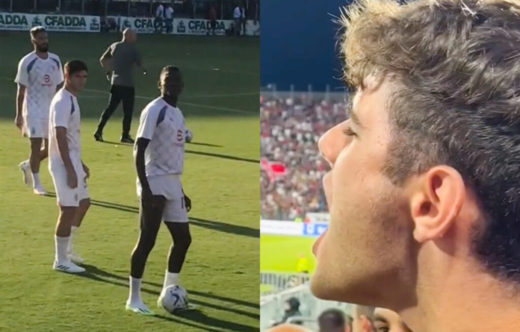 Tifoso Cagliari urla contro Leao
