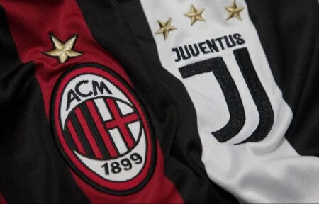 Loghi Milan e Juventus sulle maglie