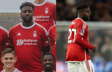 Origi sovrappeso con la maglia del Nottingham Forest