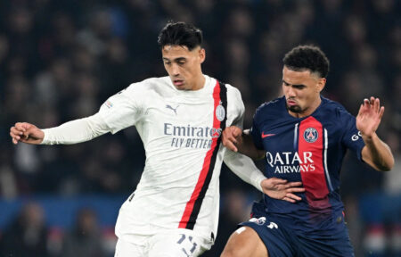 Reijnders durante PSG-Milan