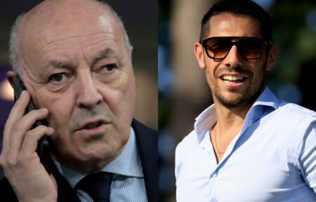 Beppe Marotta al telefono e Geoffrey Moncada