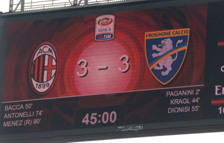 milan frosinone 3-3 tabellone San Siro