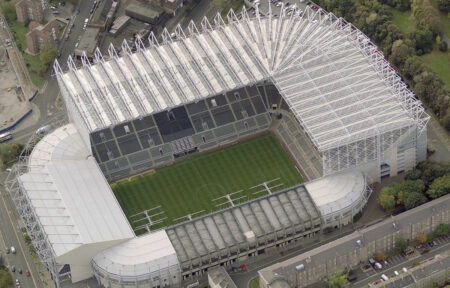 Il St. James' Park di Newcastle visto dall'alto
