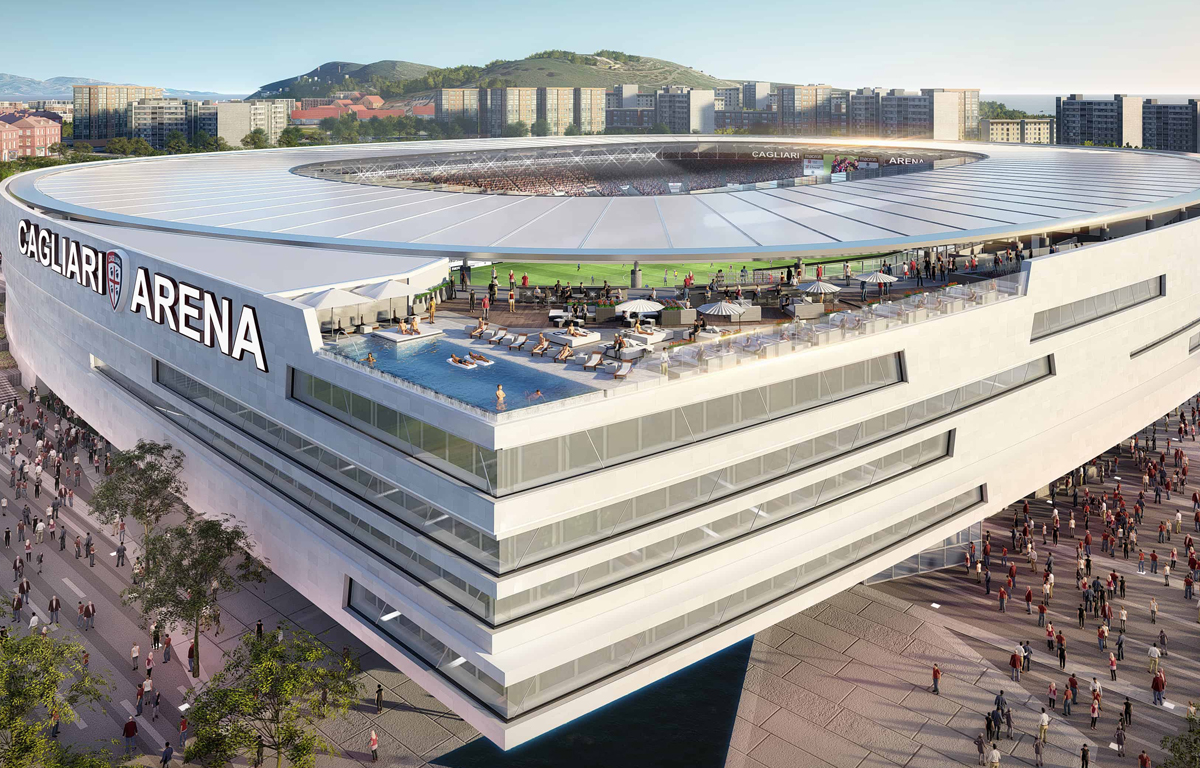 Nuovo stadio Cagliari rendering progetto