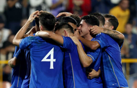 Esultanza Italia Under 20 nazionale azzurra
