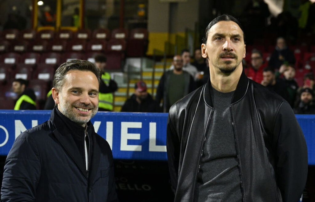 Milan Giorgio Furlani e Zlatan Ibrahimovic bordocampo Salerno