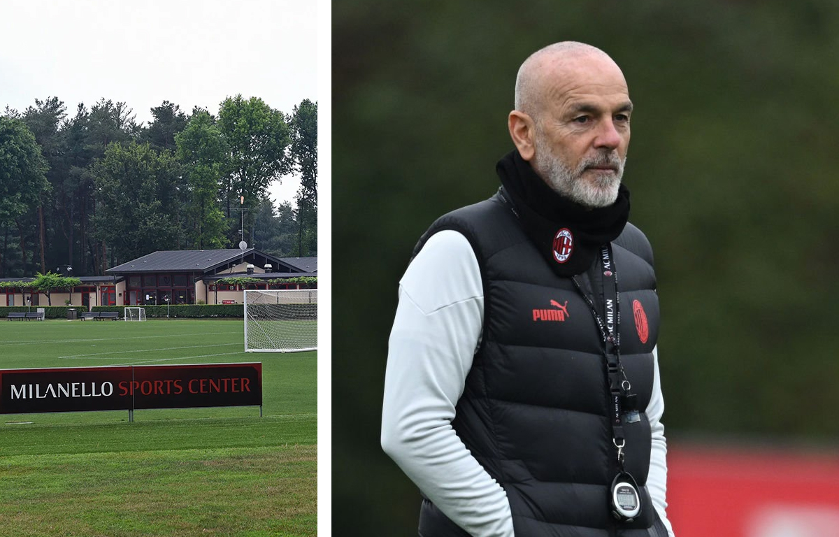 Milanello e Stefano Pioli durante un allenamento del Milan