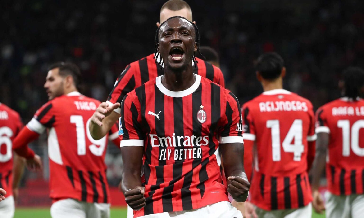 milan, tammy abraham esulta e morata e camarda